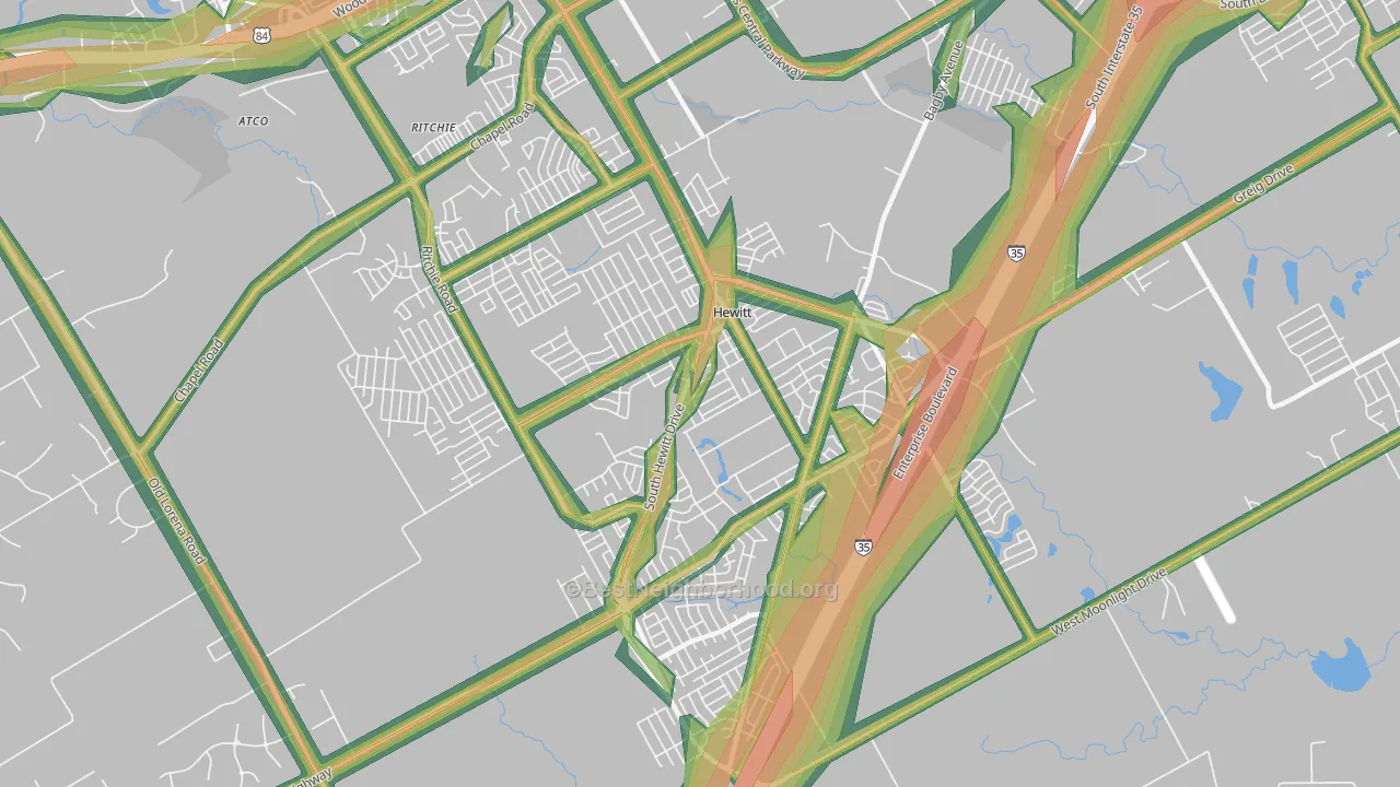 Hewitt, TX Map of Noise Levels in Hewitt