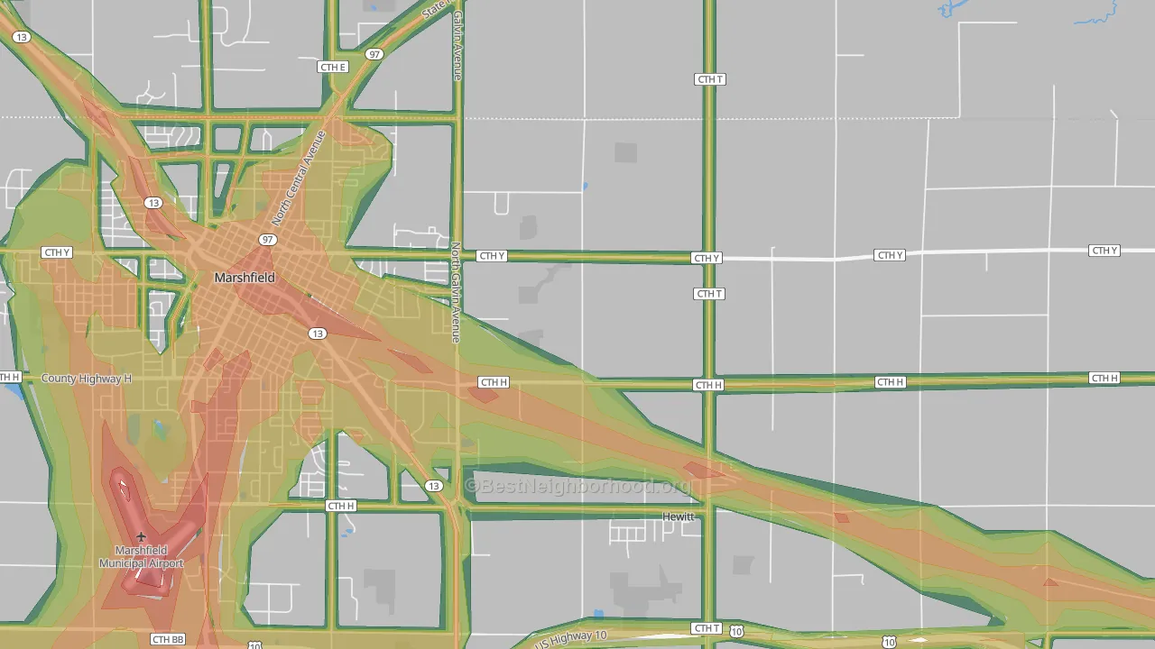 Hewitt, WI Map of Noise Levels in Hewitt