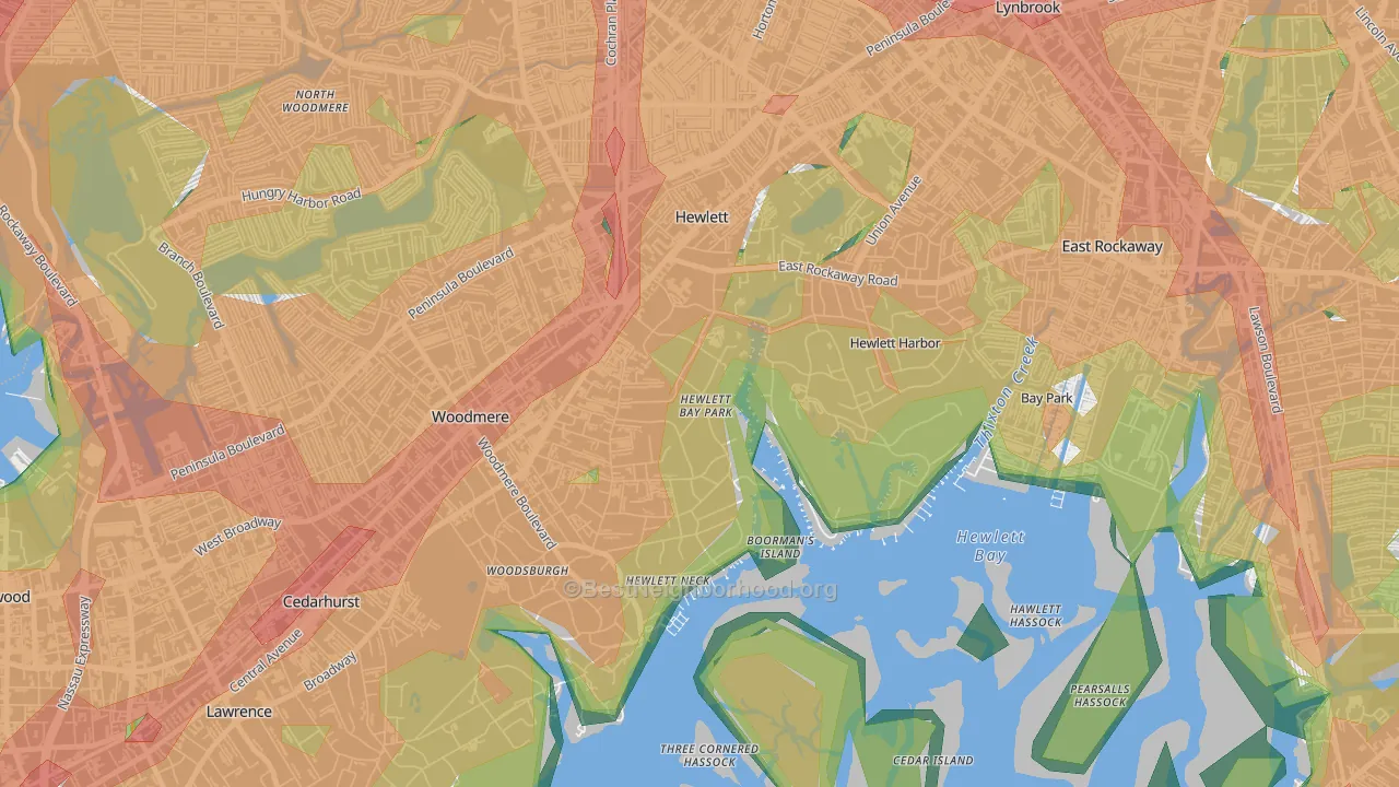 Hewlett Bay Park, NY Map of Noise Levels in Hewlett Bay Park