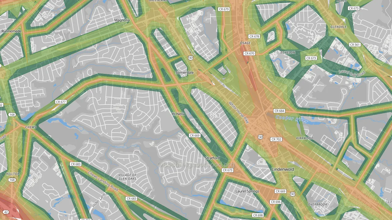 Hi-Nella, NJ Map of Noise Levels in Hi-Nella