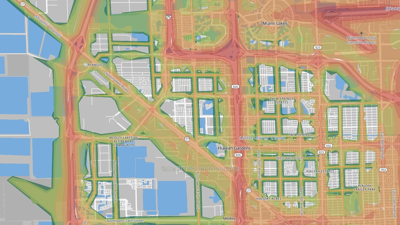 Hialeah Gardens, FL Map of Noise Levels in Hialeah Gardens