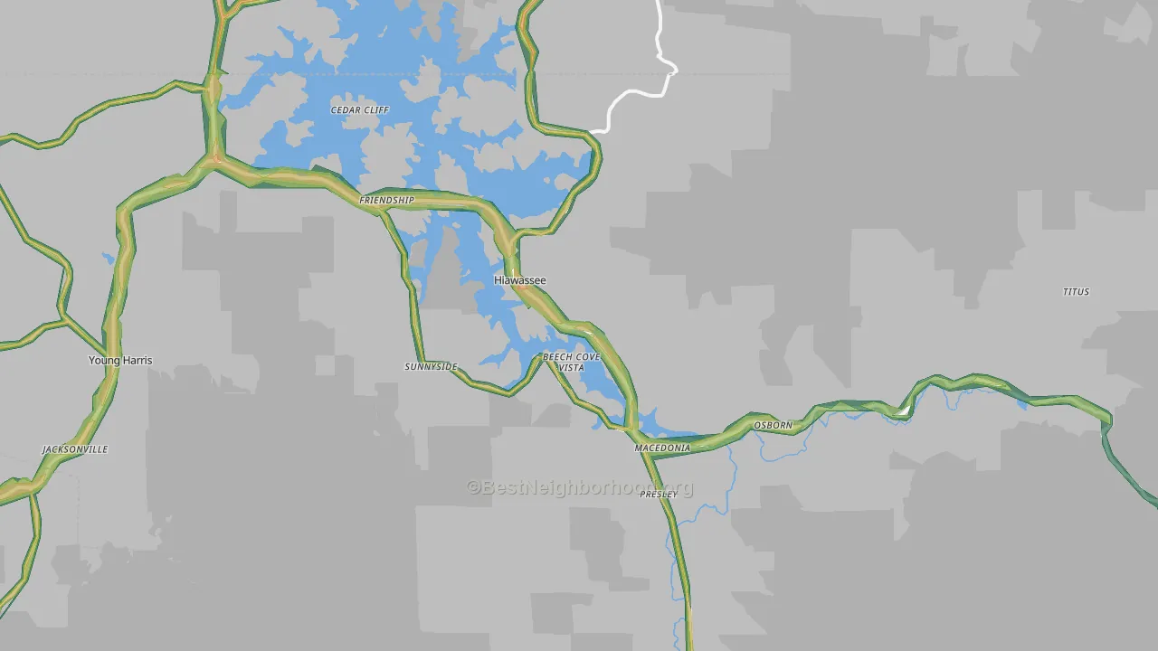 Hiawassee, GA Map of Noise Levels in Hiawassee