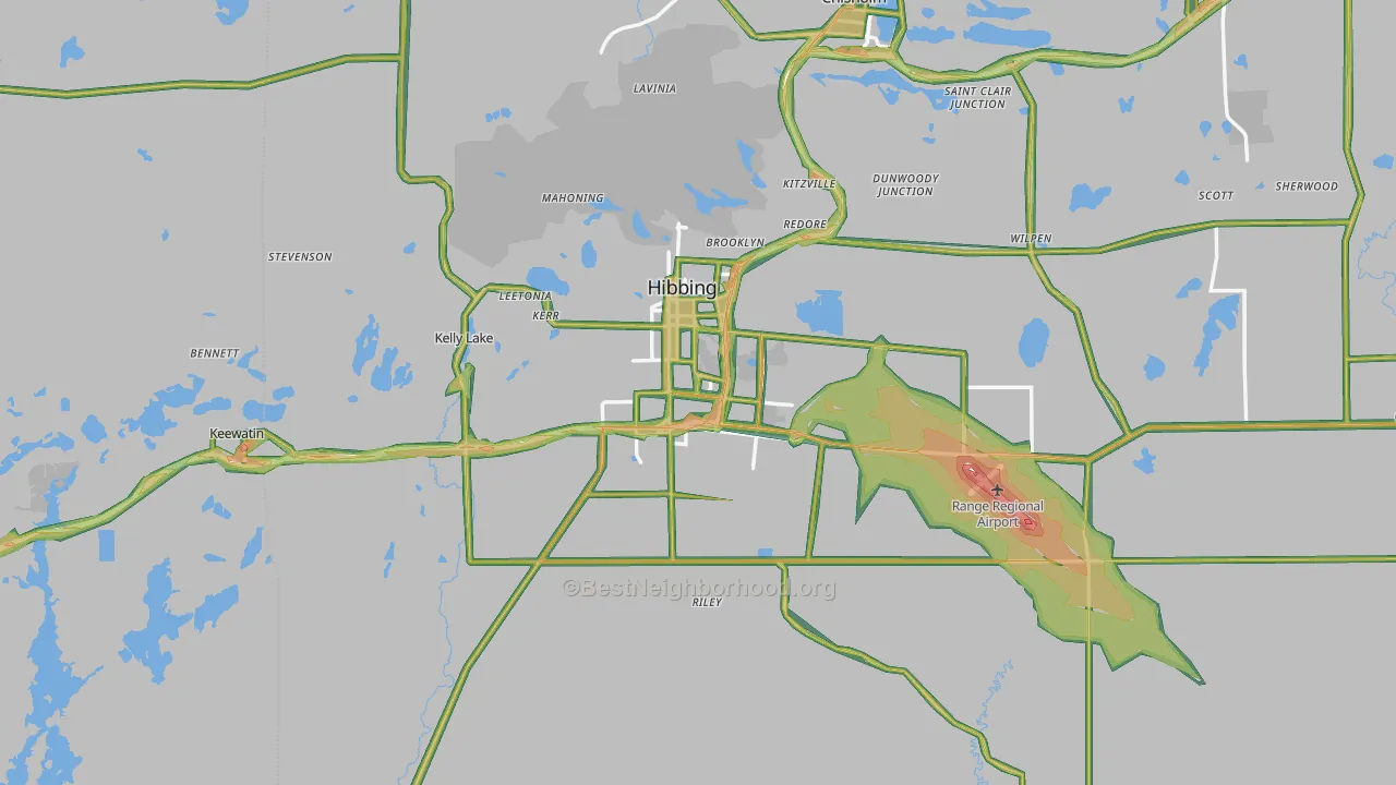Hibbing, MN Map of Noise Levels in Hibbing