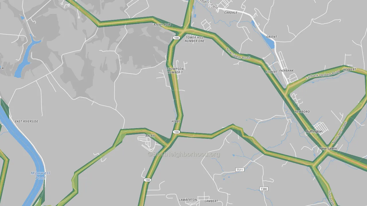 Hibbs, PA Map of Noise Levels in Hibbs