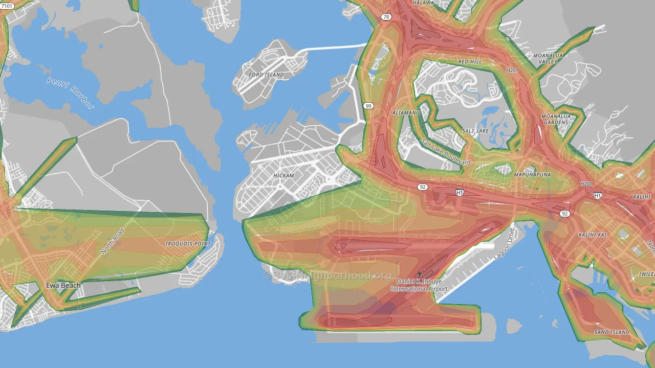 Hickam Housing, HI Map of Noise Levels in Hickam Housing