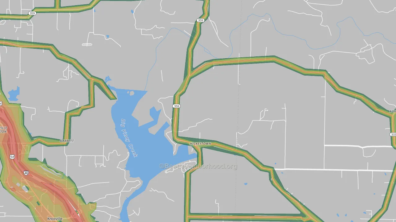 Hickeytown, AR Map of Noise Levels in Hickeytown