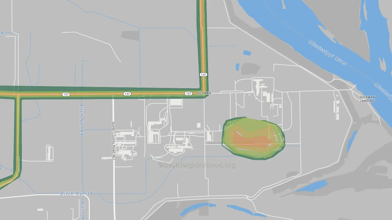 Hickman, AR Map of Noise Levels in Hickman