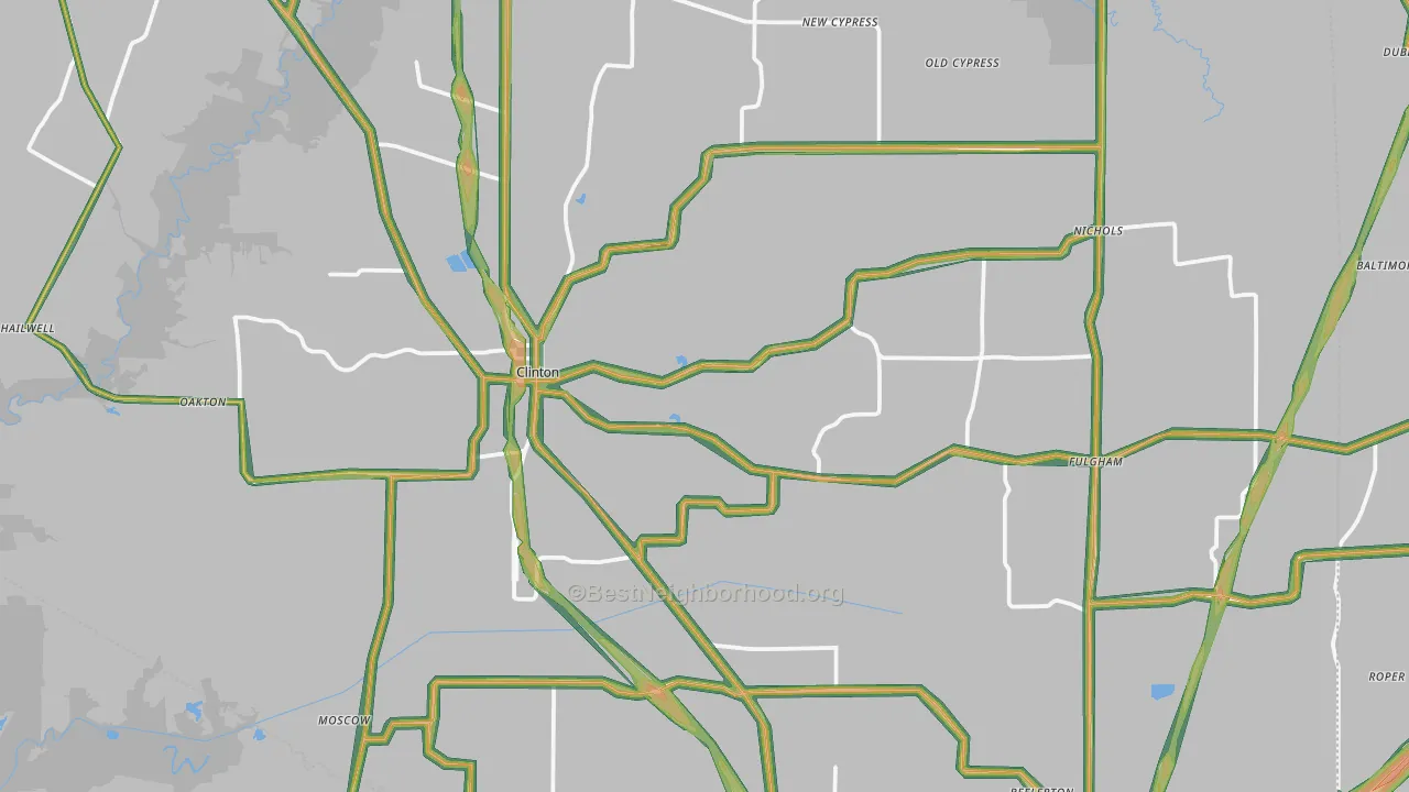 Hickman County, KY Map of Noise Levels in Hickman County