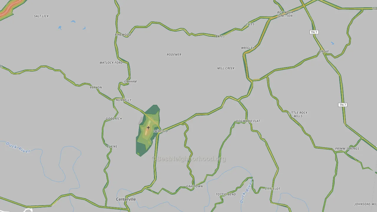 Hickman County, TN Map of Noise Levels in Hickman County