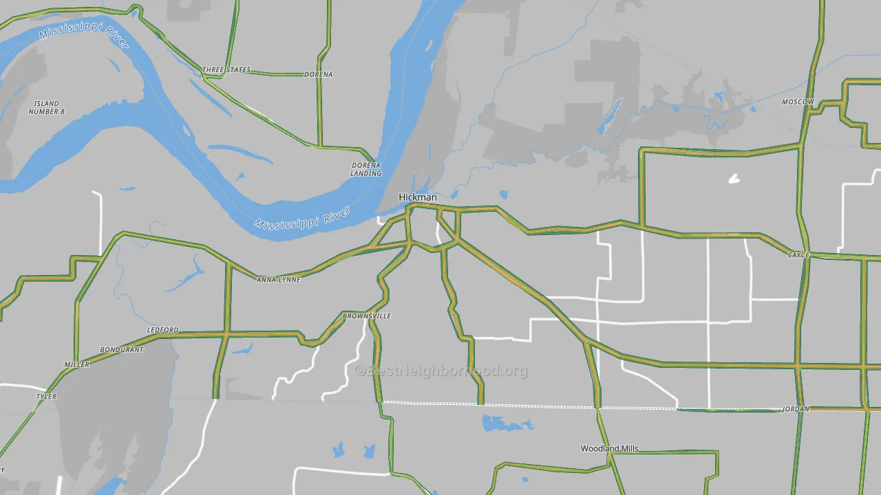 Hickman, KY Map of Noise Levels in Hickman