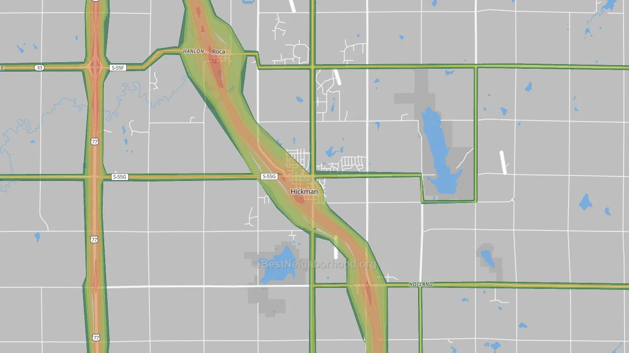 Hickman, NE Map of Noise Levels in Hickman