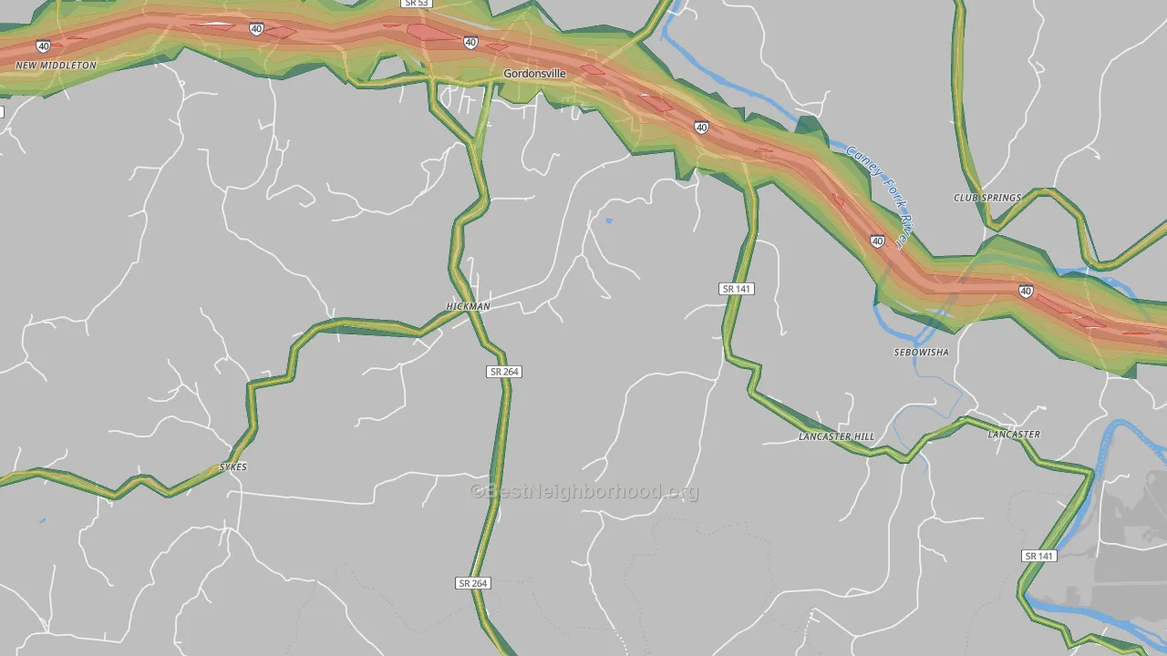 Hickman, TN Map of Noise Levels in Hickman