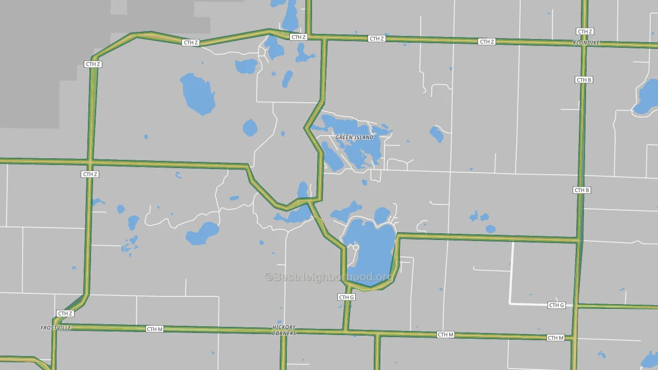 Hickory Corners, WI Map of Noise Levels in Hickory Corners