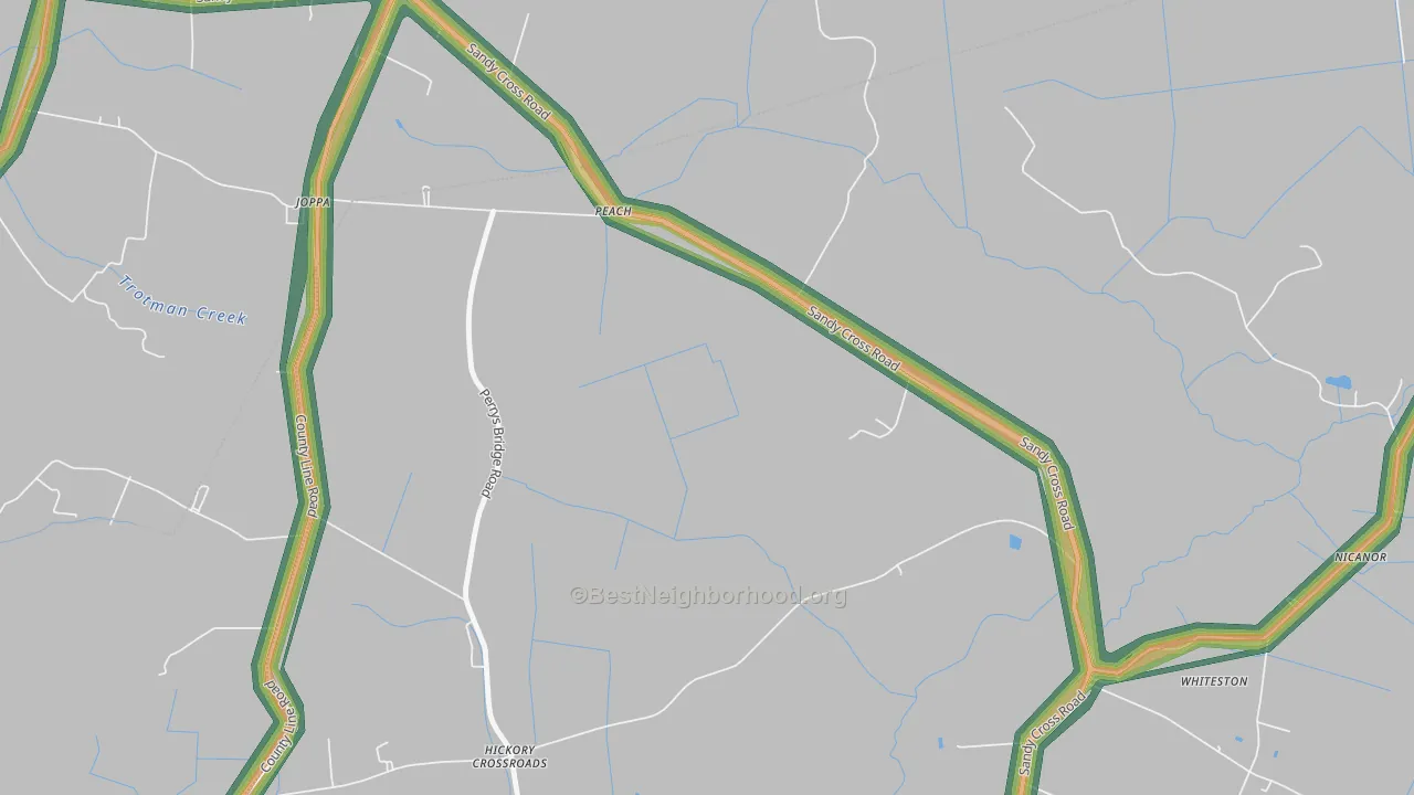 Hickory Crossroads, NC Map of Noise Levels in Hickory Crossroads