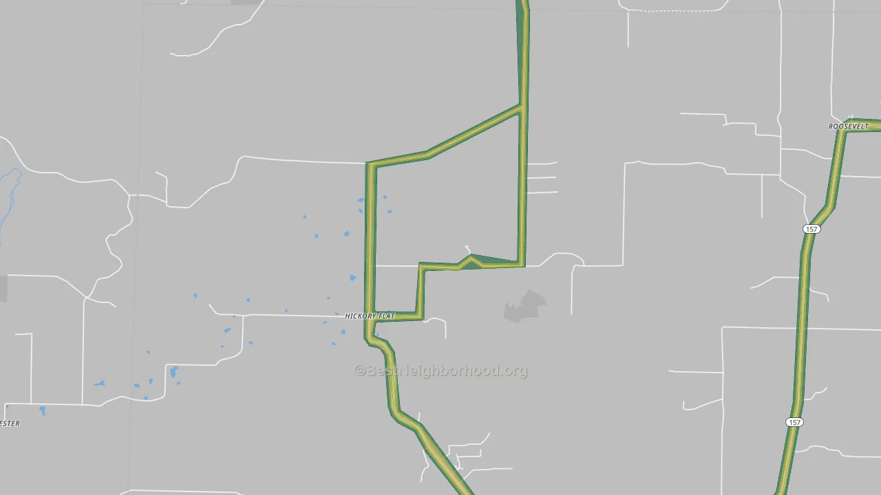 Hickory Flat, AR Map of Noise Levels in Hickory Flat