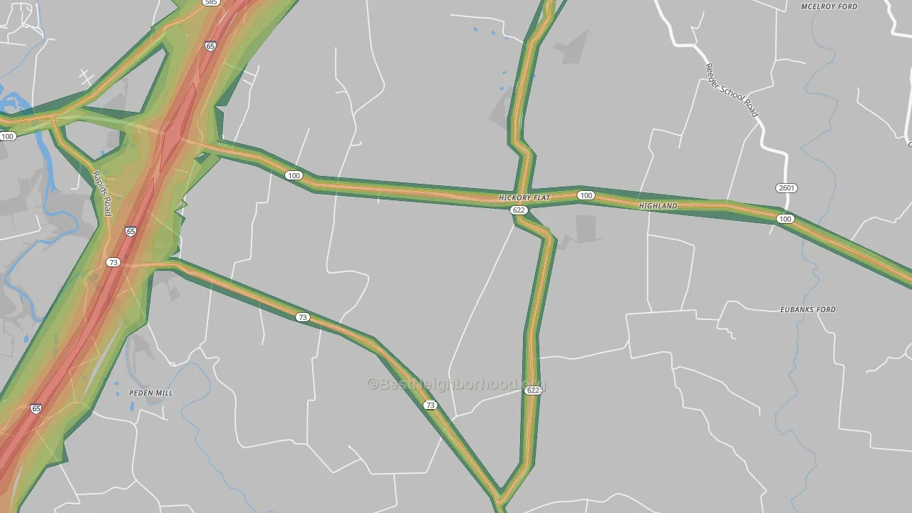 Hickory Flat, KY Map of Noise Levels in Hickory Flat