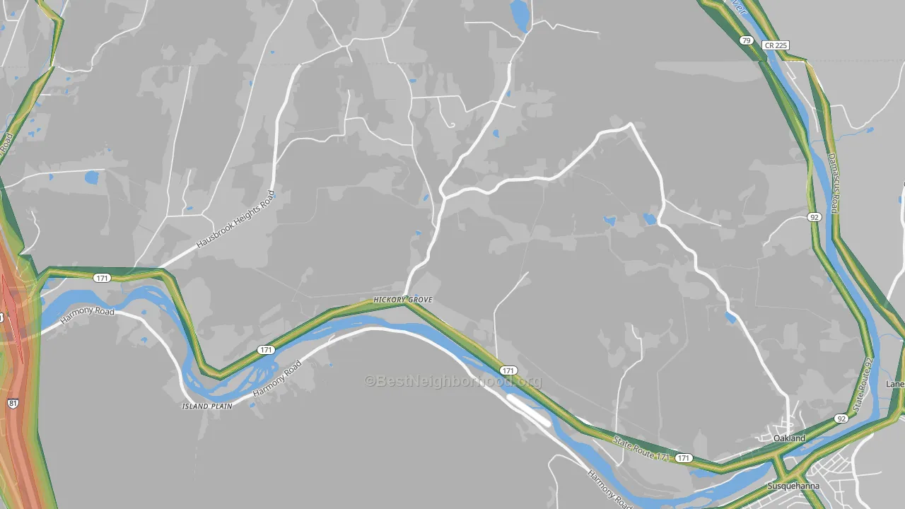 Hickory Grove, PA Map of Noise Levels in Hickory Grove