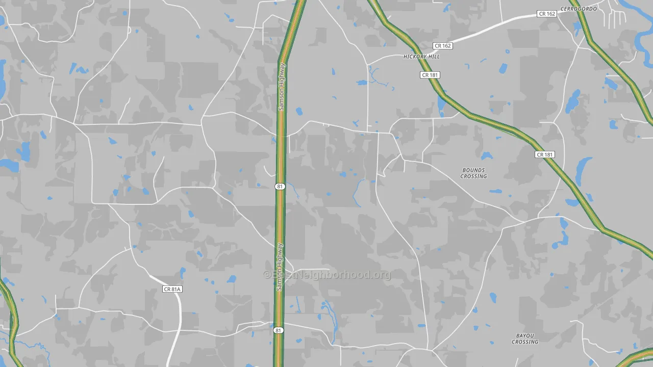 Hickory Hill, FL Map of Noise Levels in Hickory Hill