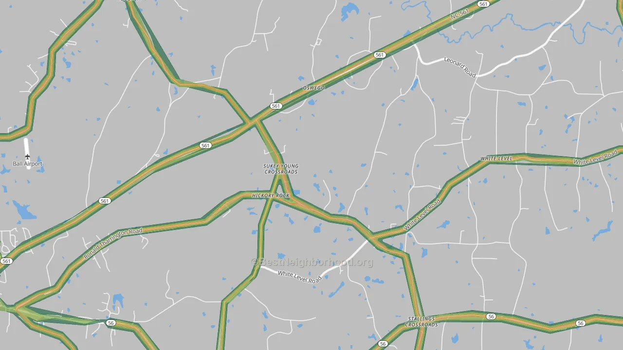 Hickory Rock, NC Map of Noise Levels in Hickory Rock