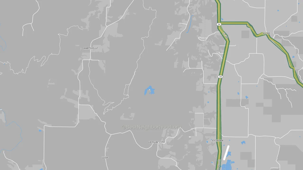 Hicks, IL Map of Noise Levels in Hicks