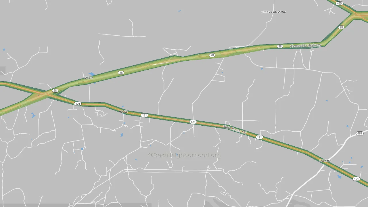 Hicks, LA Map of Noise Levels in Hicks