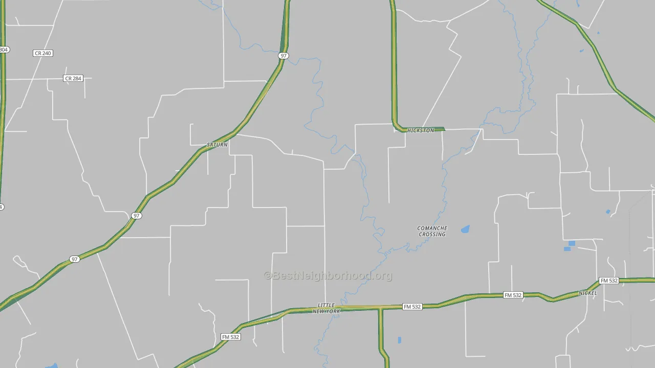 Hickston, TX Map of Noise Levels in Hickston