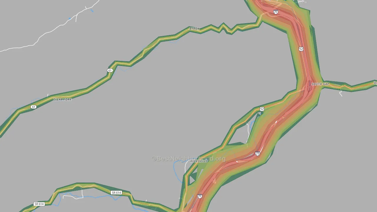 Hicksville, VA Map of Noise Levels in Hicksville