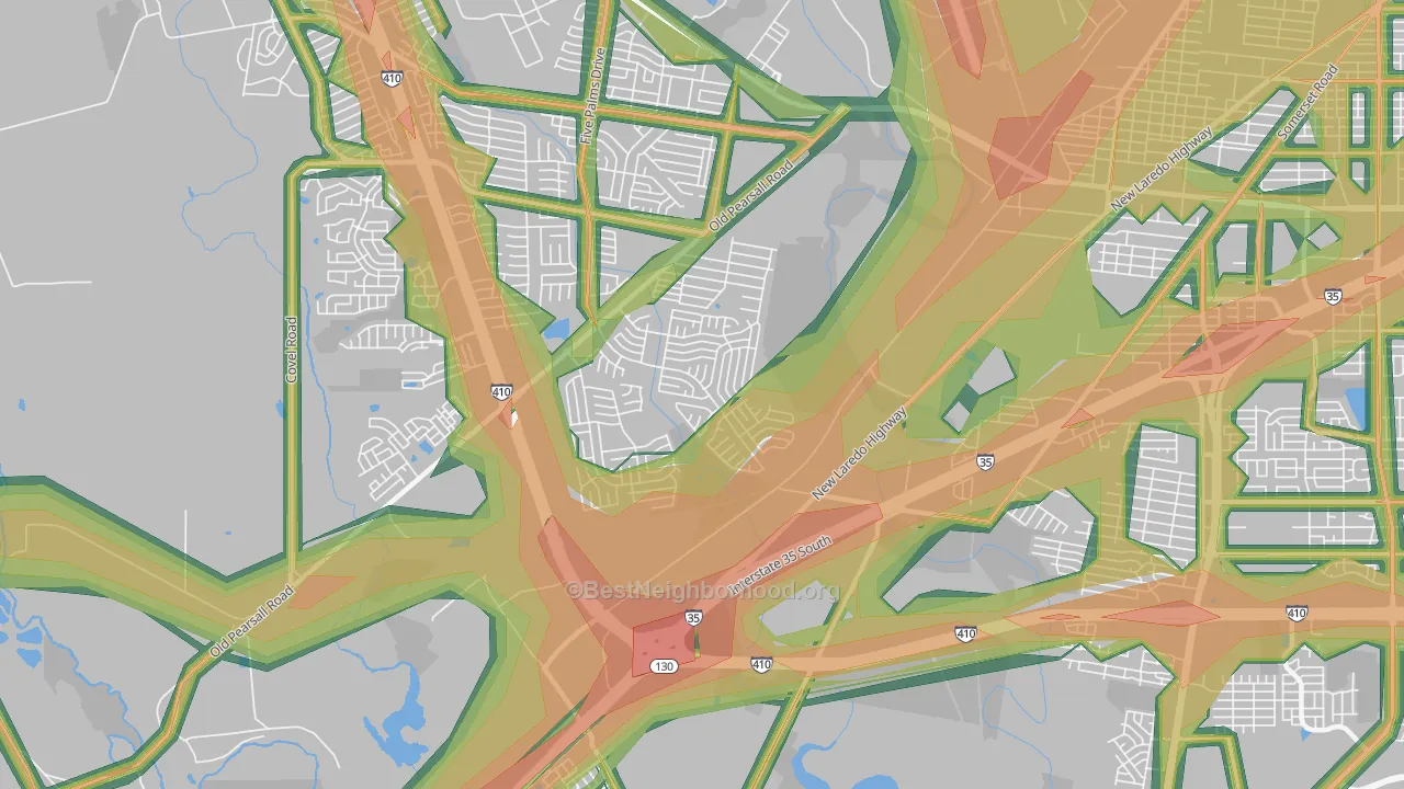 Hidden Cove-Indian Creek, San Antonio, TX Map of Noise Levels in Hidden Cove-Indian Creek