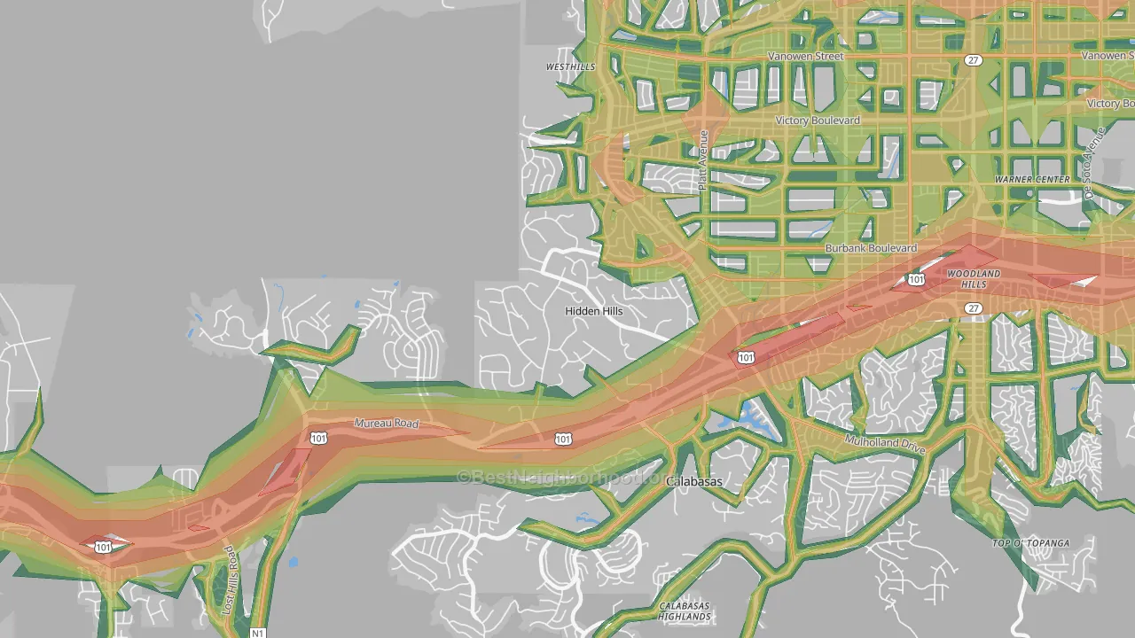 Hidden Hills, CA Map of Noise Levels in Hidden Hills