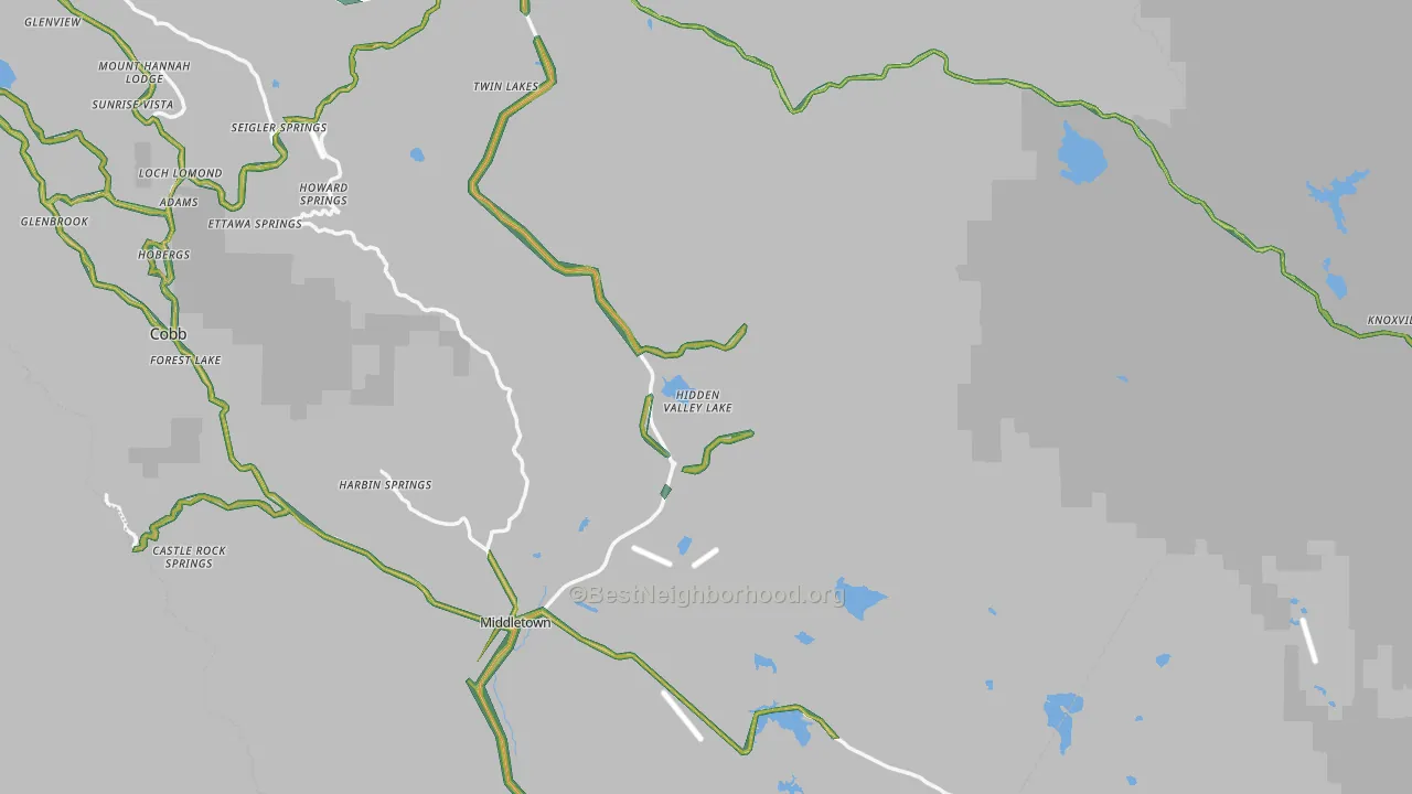 Hidden Valley Lake, CA Map of Noise Levels in Hidden Valley Lake