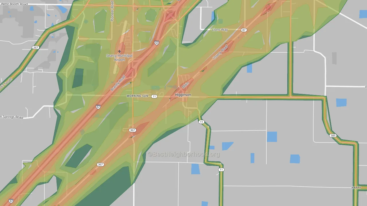 Higginson, AR Map of Noise Levels in Higginson