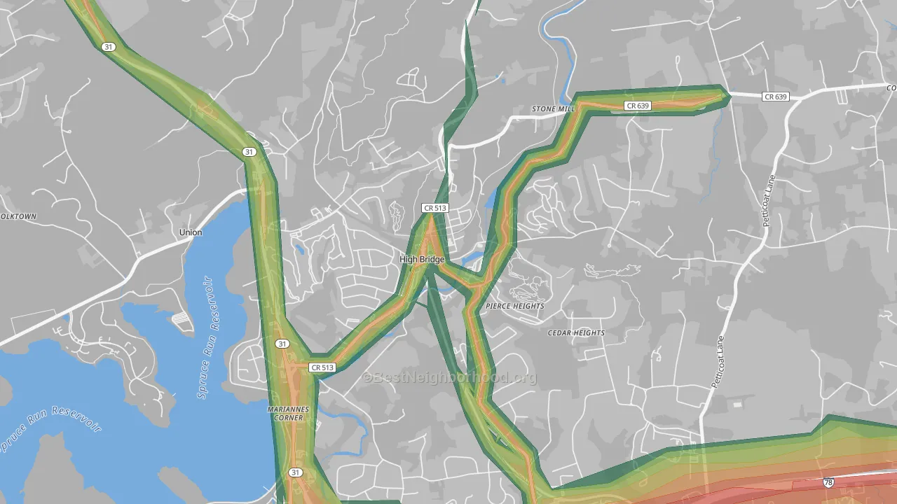 High Bridge, NJ Map of Noise Levels in High Bridge