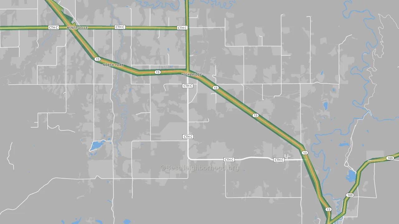 High Bridge, WI Map of Noise Levels in High Bridge