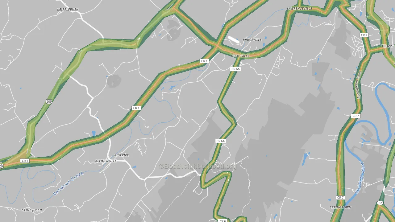 High Falls, NY Map of Noise Levels in High Falls