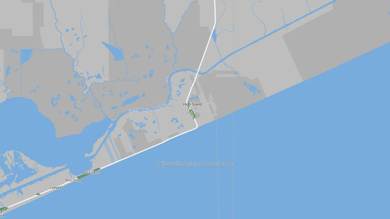 High Island, TX Map of Noise Levels in High Island