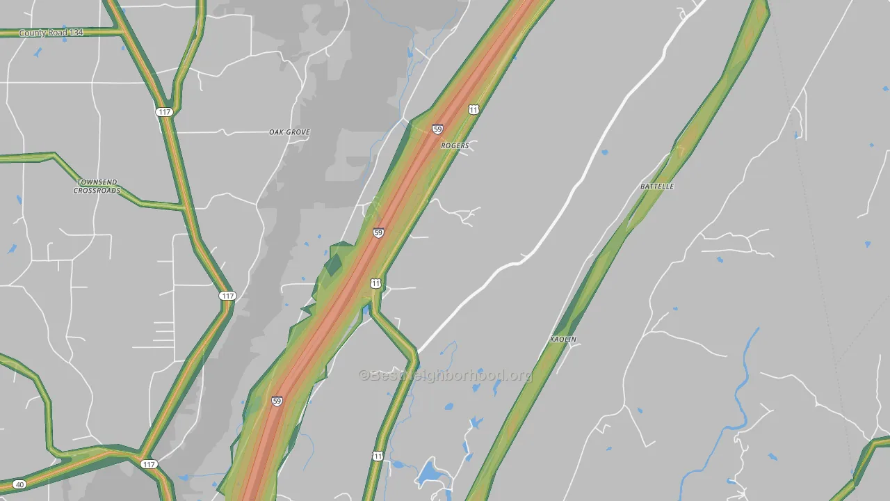 High Point, AL Map of Noise Levels in High Point
