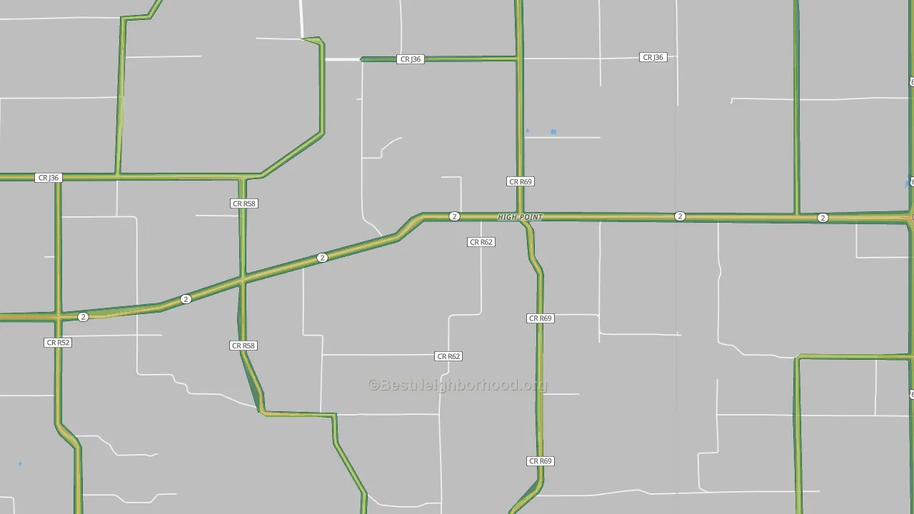 High Point, IA Map of Noise Levels in High Point