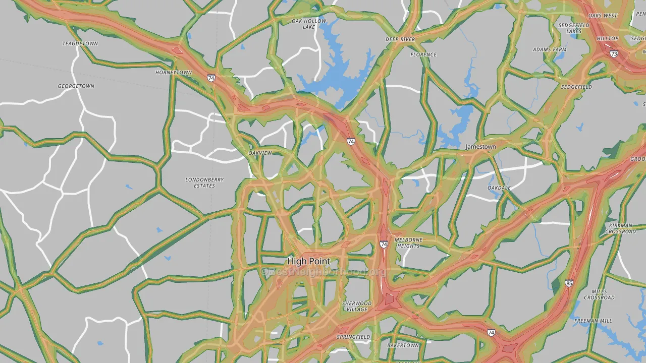 High Point, NC Map of Noise Levels in High Point