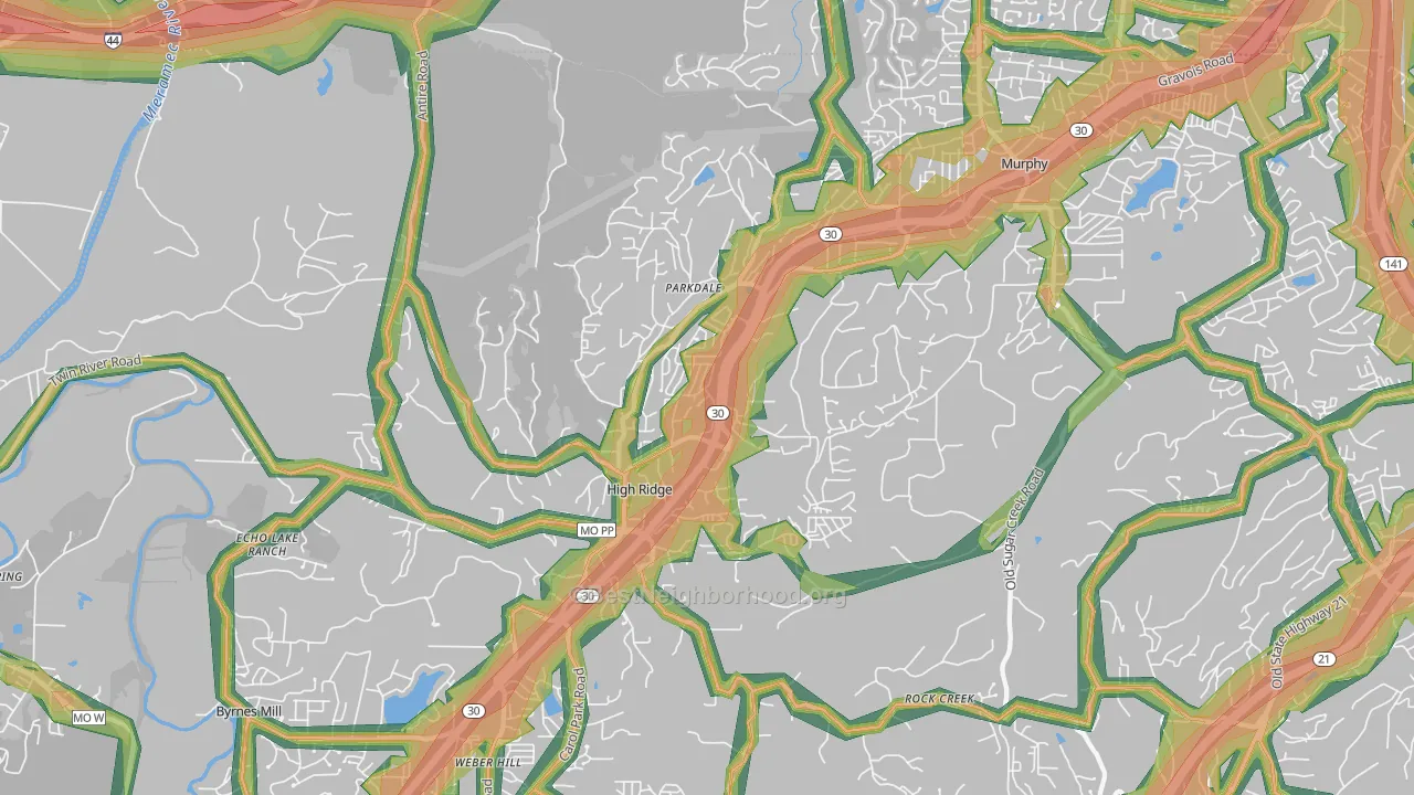High Ridge, MO Map of Noise Levels in High Ridge