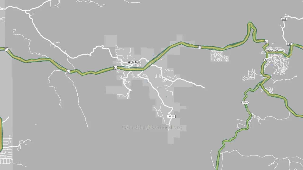 High Rolls Mountain Park, NM Map of Noise Levels in High Rolls Mountain Park
