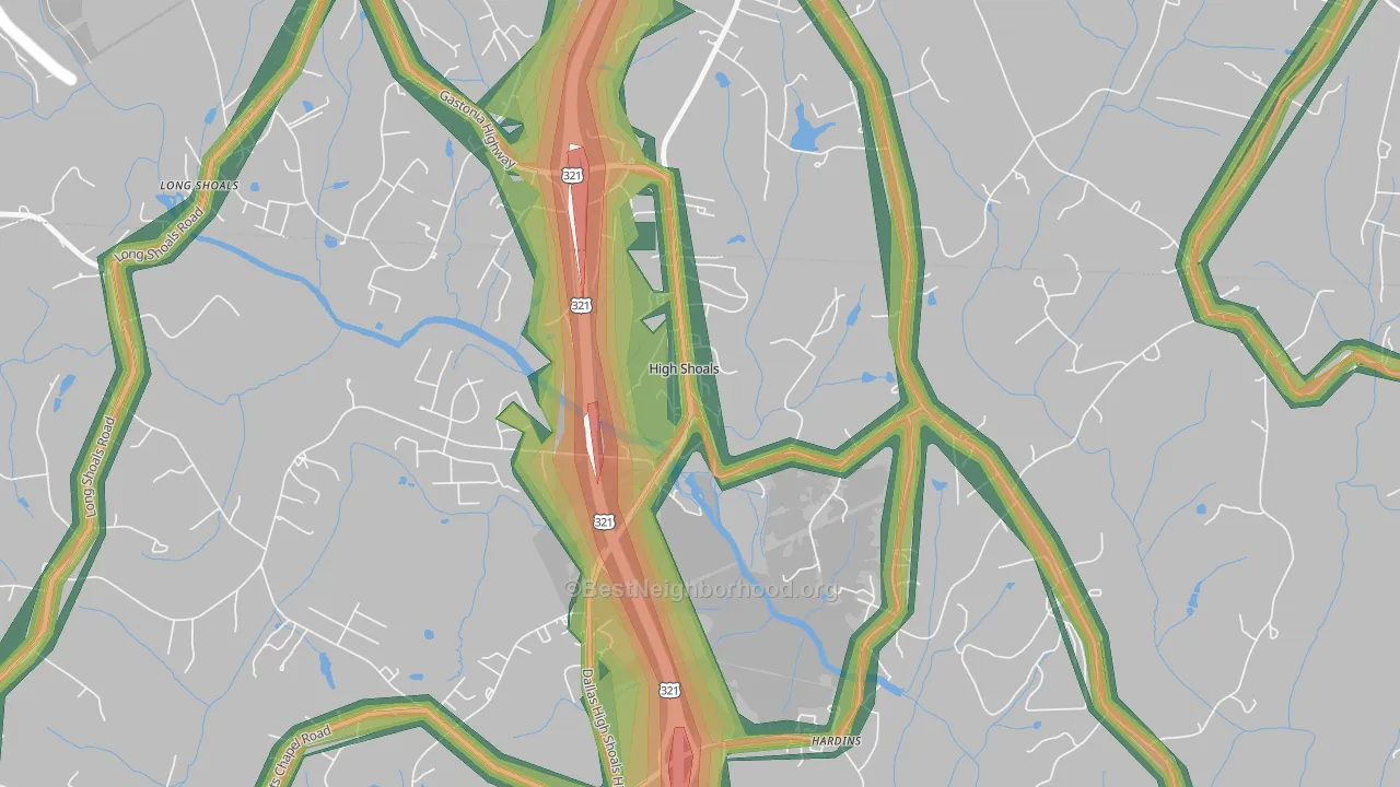 High Shoals, NC Map of Noise Levels in High Shoals