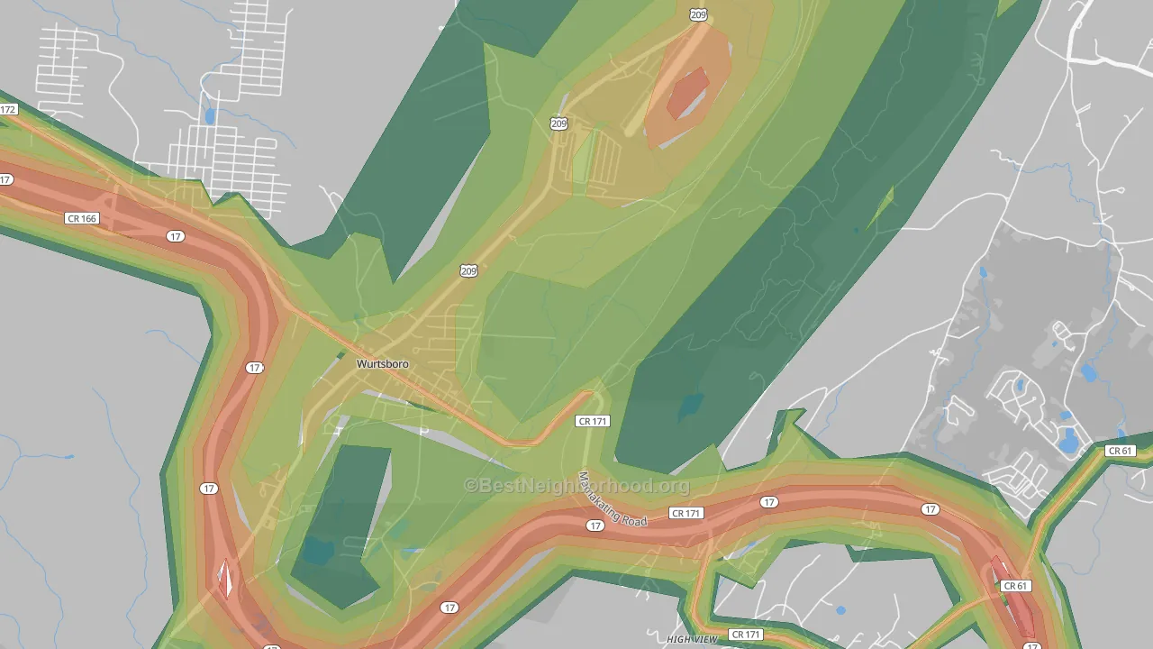 High View, NY Map of Noise Levels in High View