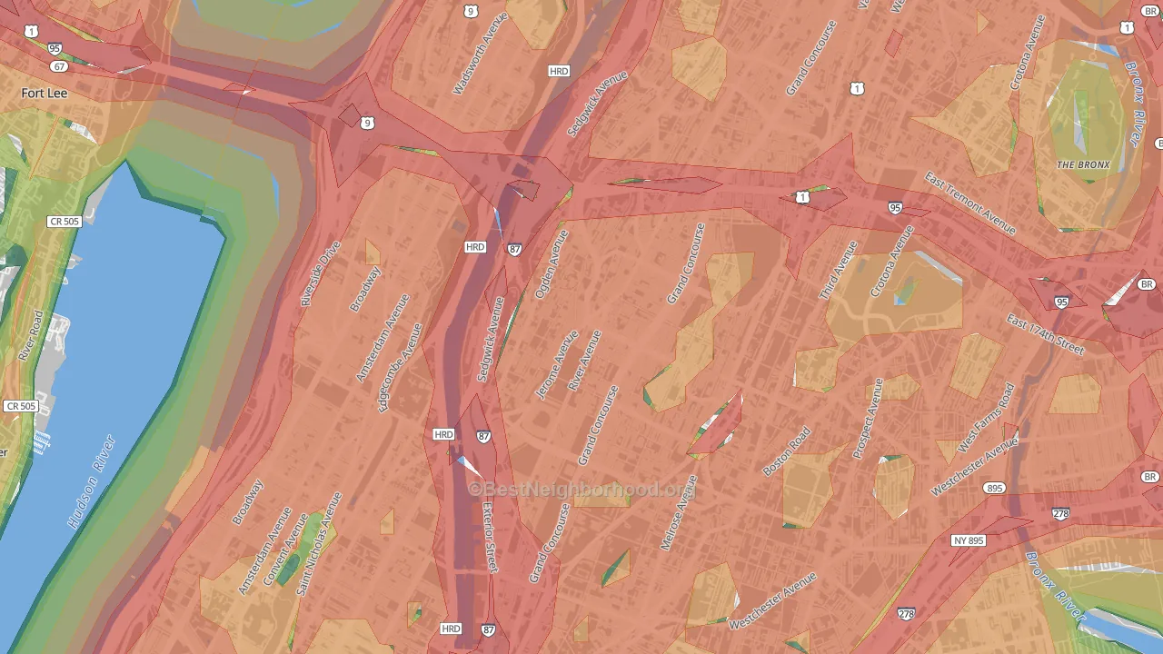 Highbridge, Bronx, NY Map of Noise Levels in Highbridge