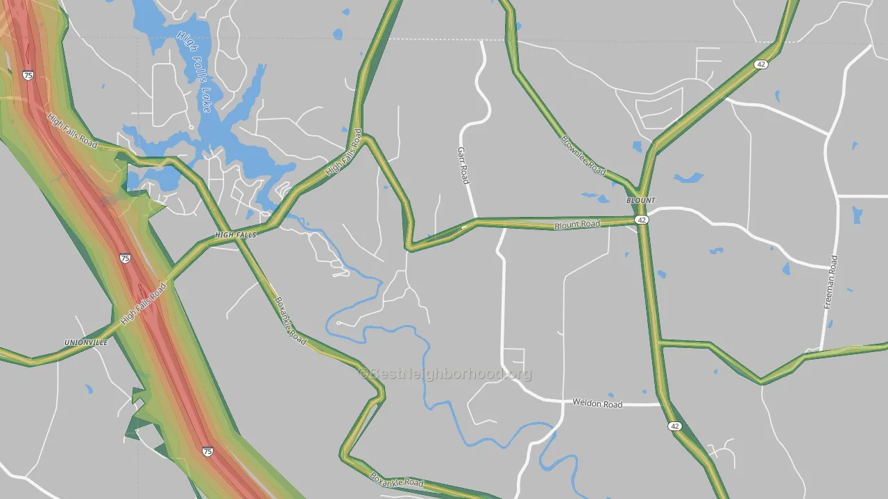 Highfalls, GA Map of Noise Levels in Highfalls