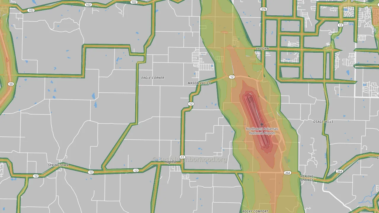 Highfill, AR Map of Noise Levels in Highfill