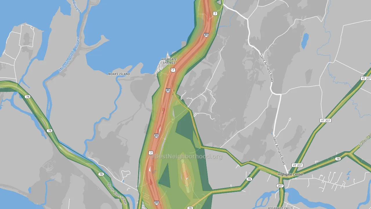 Highgate Springs, VT Map of Noise Levels in Highgate Springs