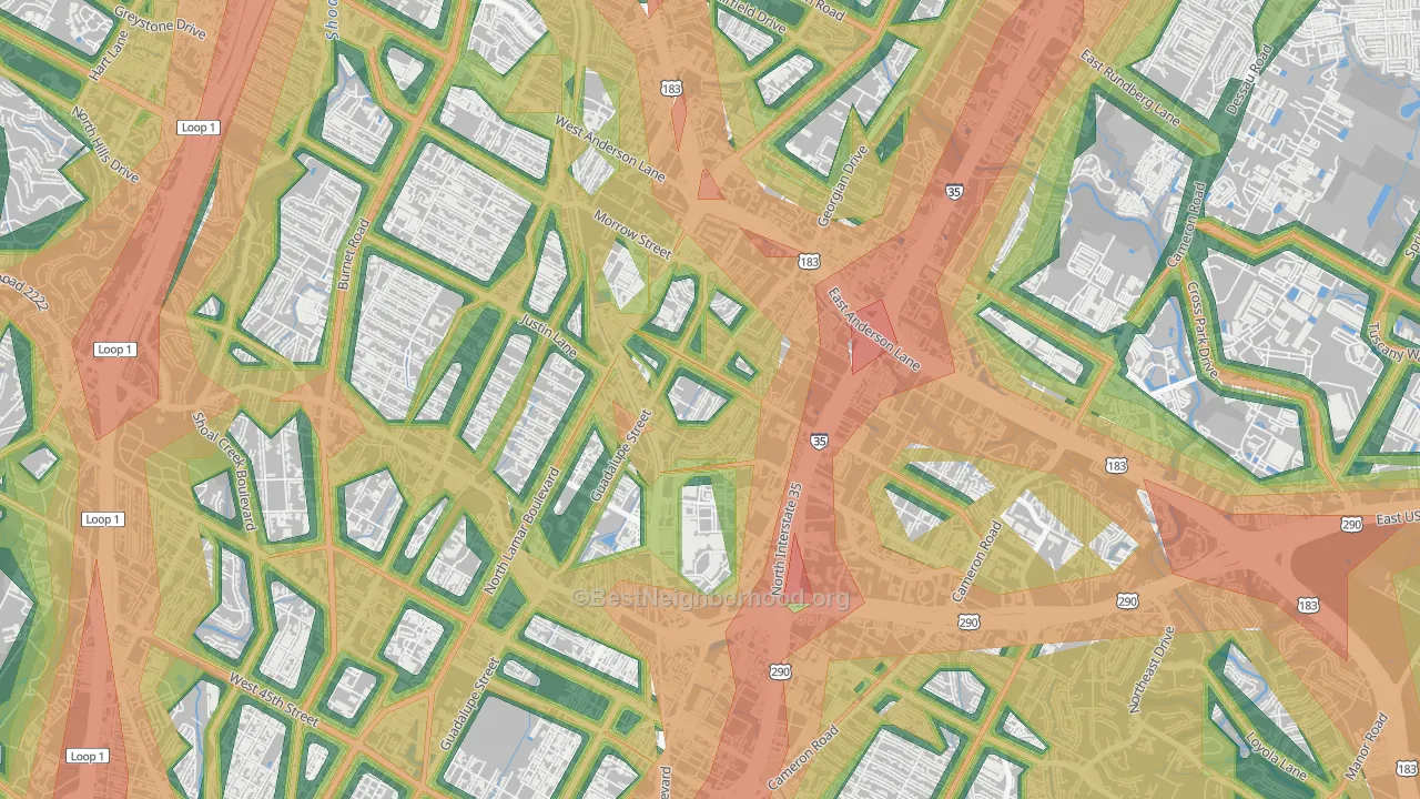 Highland, Austin, TX Map of Noise Levels in Highland