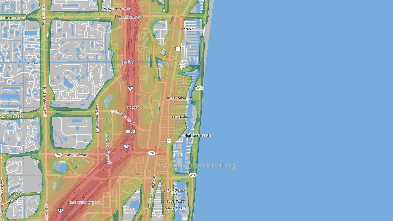 Highland Beach, FL Map of Noise Levels in Highland Beach