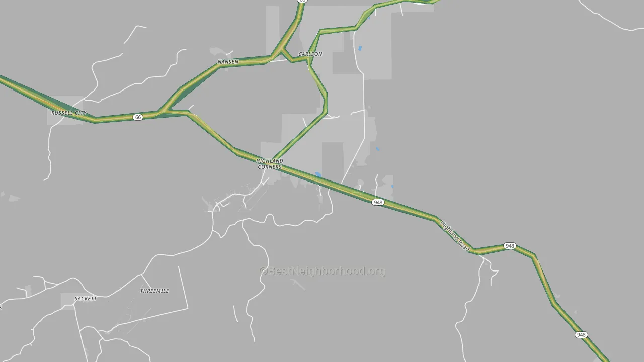 Highland Corners, PA Map of Noise Levels in Highland Corners