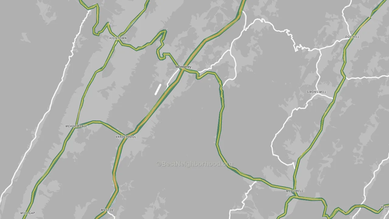 Highland County, VA Map of Noise Levels in Highland County